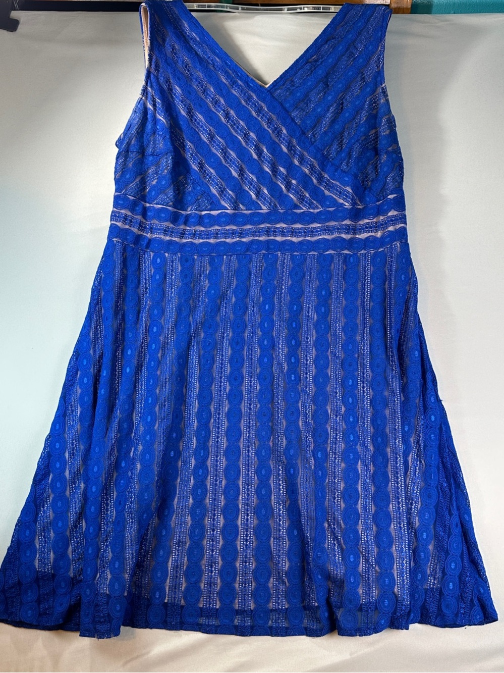 Signature Royal Blue Lace Midi Dress 22W V-neck A-line Lace